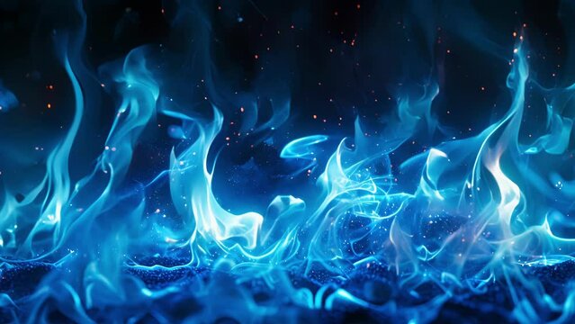 Vibrant blue flames rising upwards like a force of nature representing the unstoppable momentum of the crypto market.