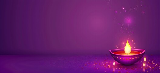 vector banner with empty space, lamp diya ,Indian festival Diwali celebration