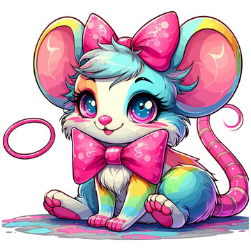 recommend clip art:  a coloring book of Kid's watercolors Cute Rat cartoon mouse  beautiful girl Gerbil Vector Illustration