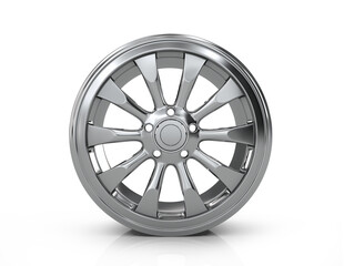 Chrome car disc on a white background.