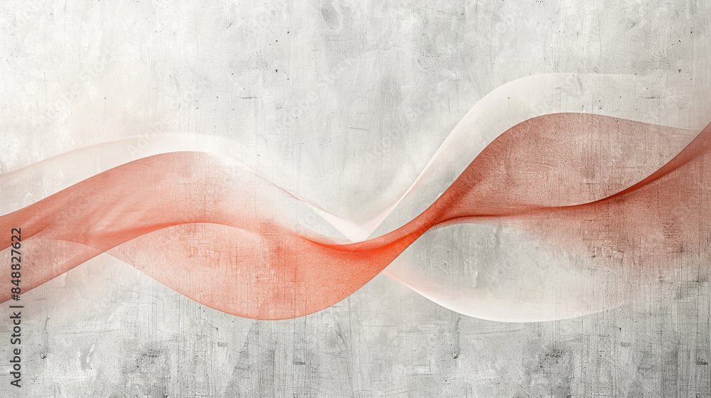 Aufkleber minimalist design with a single thin curved line in soft coral on a light gray canvas