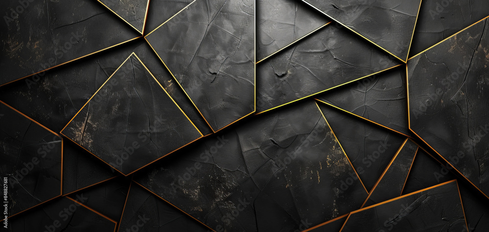 Poster minimalist design featuring thin intersecting gold lines on a dark charcoal canvas