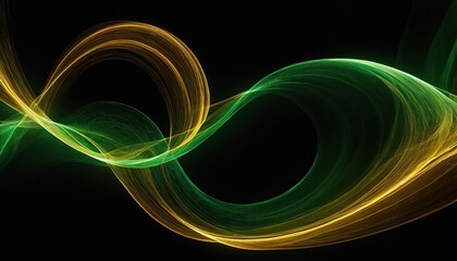 Abstract 3d black background with green and gold lines curved wavy sparkle with copy space for text. Luxury style template design. Vector illustration