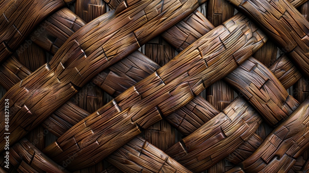 Poster seamless pattern inspired by the texture of woven wicker baskets.