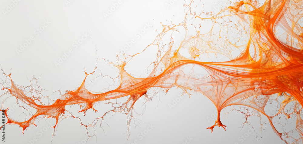 Poster minimalist science background with thin orange lines forming wave patterns representing sound waves 