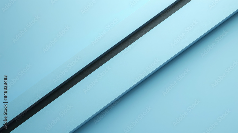 Poster simple 3d design featuring a single thin black diagonal line with a slight bevel effect on a pale bl