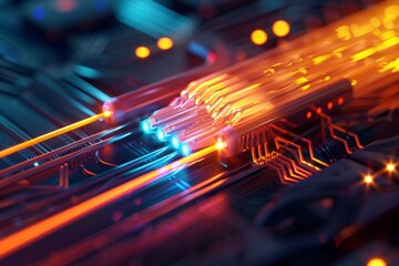 This detailed illustration depicts the usage of an optical fiber connector, showcasing its intricate design and functionality