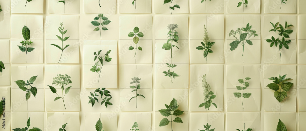 Aufkleber simple design featuring a grid of thin green lines forming molecular diagrams on a light gray backgr