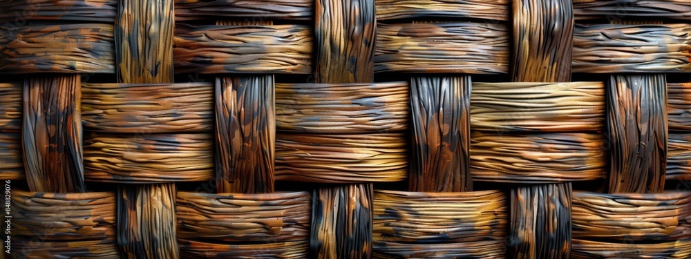 Poster seamless pattern inspired by the texture of woven wicker baskets.
