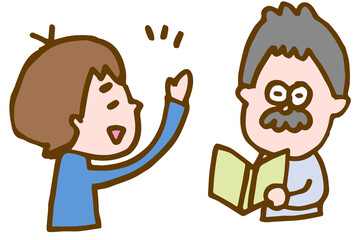 授業中に手をあげる男子学生と先生