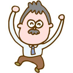 やったーと喜ぶおじさんサラリーマン,Middle-aged businessman cheering with joy