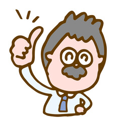 グッドポーズをする笑顔のおじさんサラリーマン,Middle-aged businessman smiling and making a thumbs-up pose
