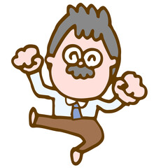 Fototapeta premium やったーと喜ぶおじさんサラリーマン2,Middle-aged businessman cheering with joy2 