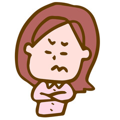 考え込む若い女性のイラスト,Illustration of a young woman deep in thought
