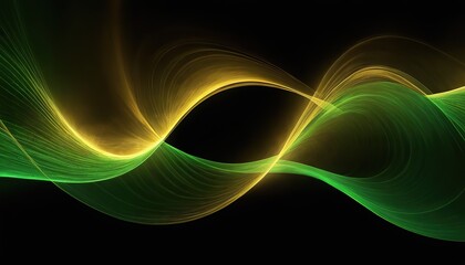 Abstract 3d black background with green and gold lines curved wavy sparkle with copy space for text. Luxury style template design. Vector illustration