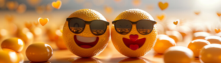 Cheerful Emoji Wearing Sunglasses and Smiling Brightly in the Sun