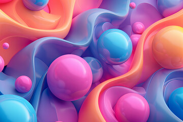 Abstract 3D Spheres with Dynamic Colorful Swirls