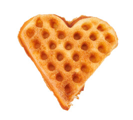 Heart shaped Viennese waffle isolated on white background.