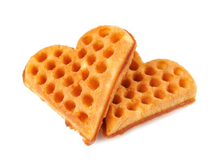 Heart shaped Viennese waffle isolated on white background.