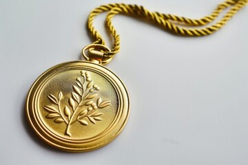 Medal On White. A Symbol of Victory and Success in Gold and Valuable Colours