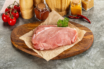 Raw pork schnitzel for cooking