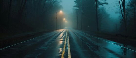 bg road night rain street dark fog light car wet background drive smoke headlight asphalt highway black water floor puddle abstract traffic lamp weather cold foggy mist