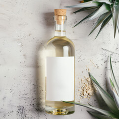 Blank label glass bottle for product mockup, mezcal bottle tequila bottle, alcohol