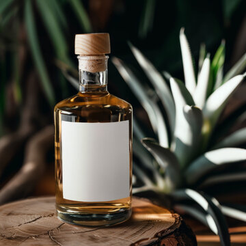 Blank label glass bottle for product mockup, mezcal bottle tequila bottle, alcohol