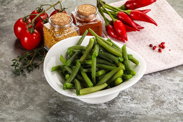 Vegan cuisine - boiled green bean