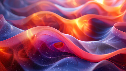 Fototapeta premium A flowing 3D composition with vibrant ribbons morphing and transforming, representing the intricate processes of cellular division.