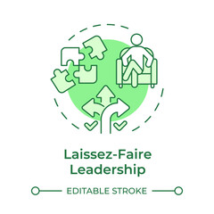 Laissez-Faire leadership green concept icon. Path choosing, task delegation. Decision making. Round shape line illustration. Abstract idea. Graphic design. Easy to use in infographic, presentation