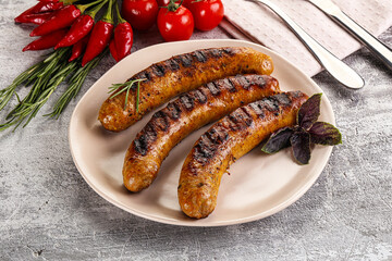 Grilled meat sausages with spices