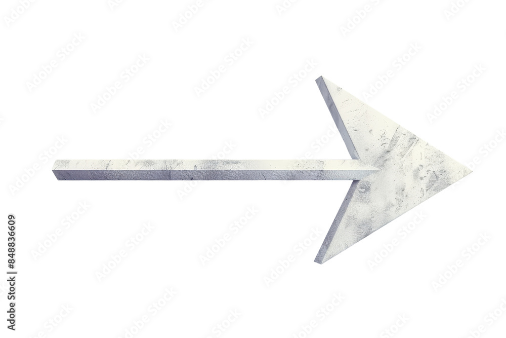 Poster a marble-textured arrow pointing to the right, isolated on a transparent background. ideal for navig