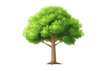 Beautiful illustration of a lush green tree with vibrant leaves, isolated on a transparent background. Perfect for nature-themed projects.