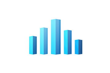 Fototapeta premium Blue bar chart illustration depicting data analysis, statistics, and business growth on a transparent background.