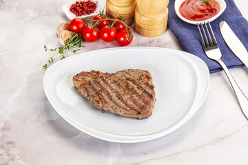 Grilled marble beef steak with sauce