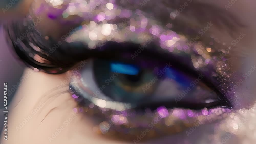 Poster a closeup of a glitter eyeliner creating a mesmerizing and eyecatching effect with its precision and