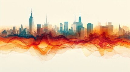 Obraz premium Artistic Wave Connections In An Abstract Cityscape, Abstract Background HD For Designer