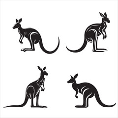 Kangaroo Silhouette vector  isolated on white background.