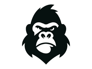 Gorilla head logo vector illustration. Gorilla heads black and white vector. Silhouette SVG shapes of gorilla illustration.