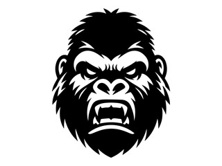 Gorilla head logo vector illustration. Gorilla heads black and white vector. Silhouette SVG shapes of gorilla illustration.