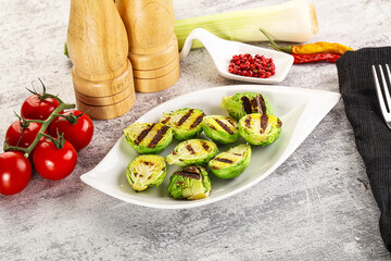 Grilled green brussel sprout cabbage