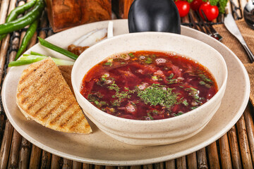 Russian cabbage and beetroot soup Borsch