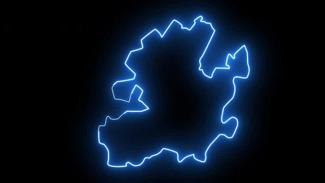 map of Charlottesville in Virginia with a blue glowing neon effect
