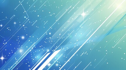 Fototapeta premium Blue background with blue geometric shapes and white lines and dots.