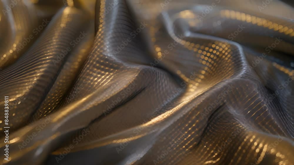 Poster a closeup of a metallic mesh fabric reveals a mix of smooth and rough surfaces adding dimension and 