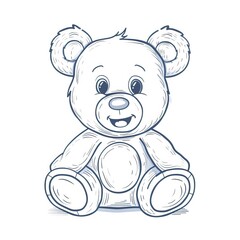 Cute bear toy. It is sitting. Simple vector illustration in style outline, Bear Drawing 