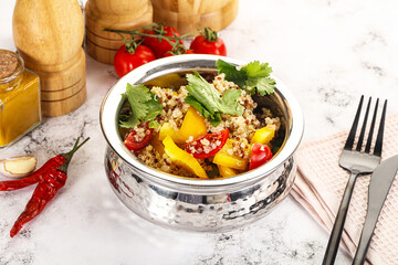 Dietary vegetarian quinoa with vegetables