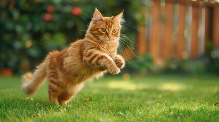 cat on the grass.