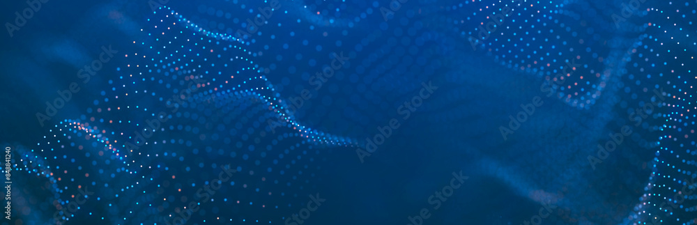 Poster digital landscape with dots and lines. cyberspace grid. background concept for your design. 3d
